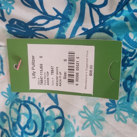 Lilly Pulitzer Andie Top, Resort White, Back It Up, Size S - Picture 3 of 3